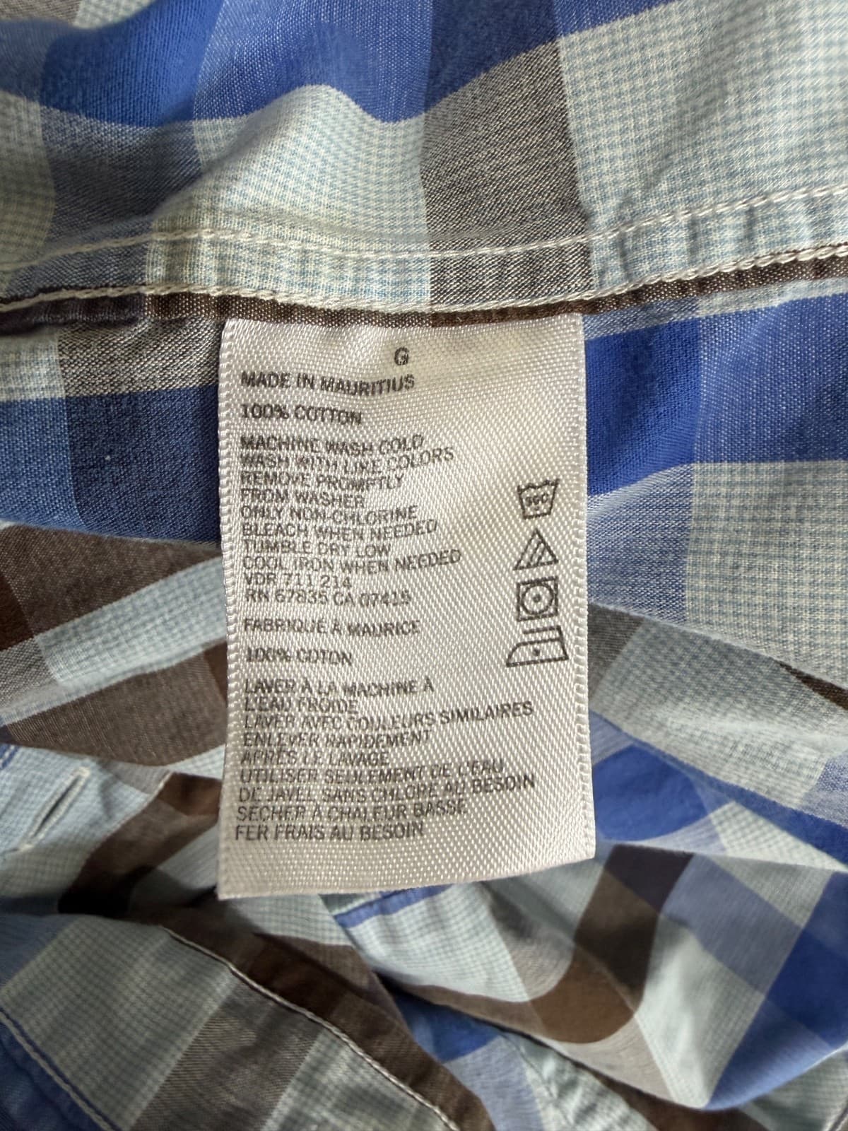 Nautica Button Down Shirt Mens Large Blue Brown Plaid Long Sleeve Cotton - Thumbnail 4