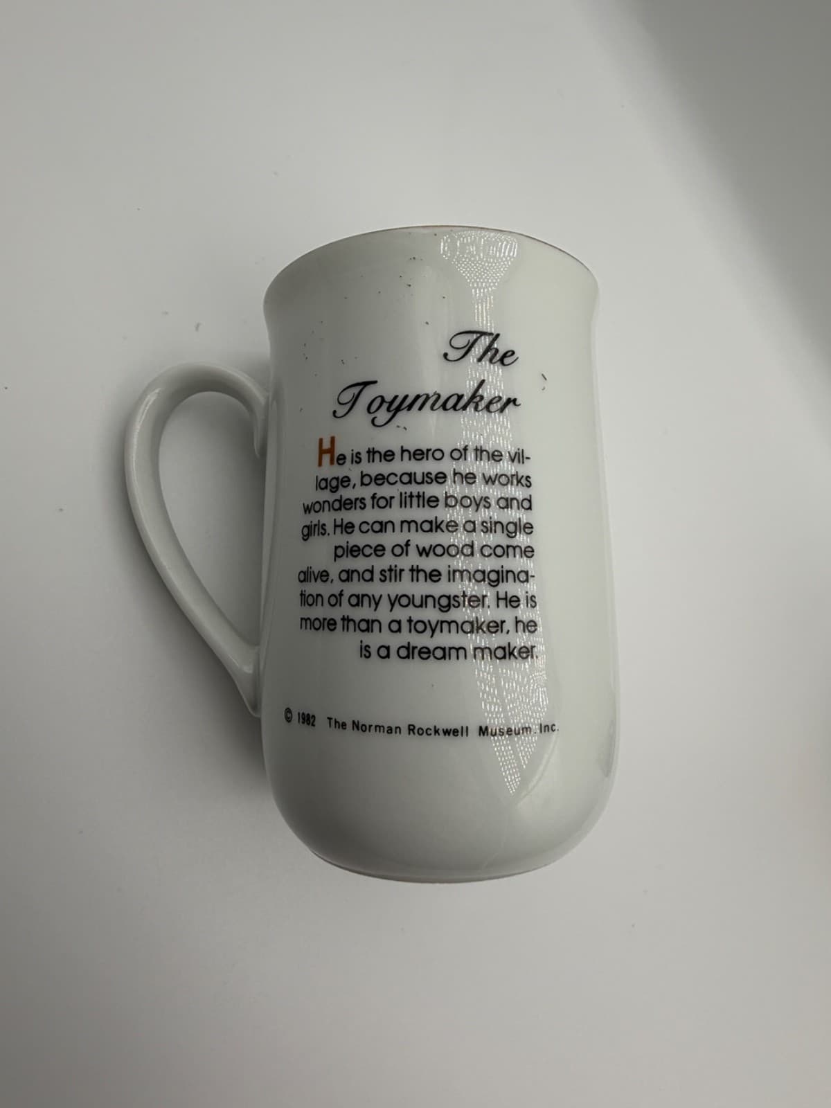 Vintage 1982 Norman Rockwell Museum The Toymaker Coffee Mug Cup Gold Trim Cerami - Thumbnail 2