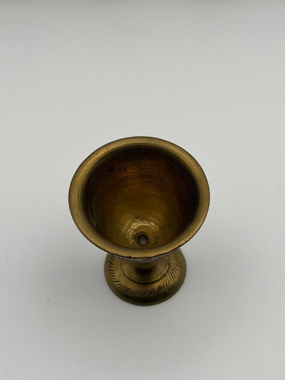 Vintage Etched Brass Mini Goblets Set of 6 Decor Candle Holders Floral - Thumbnail 2