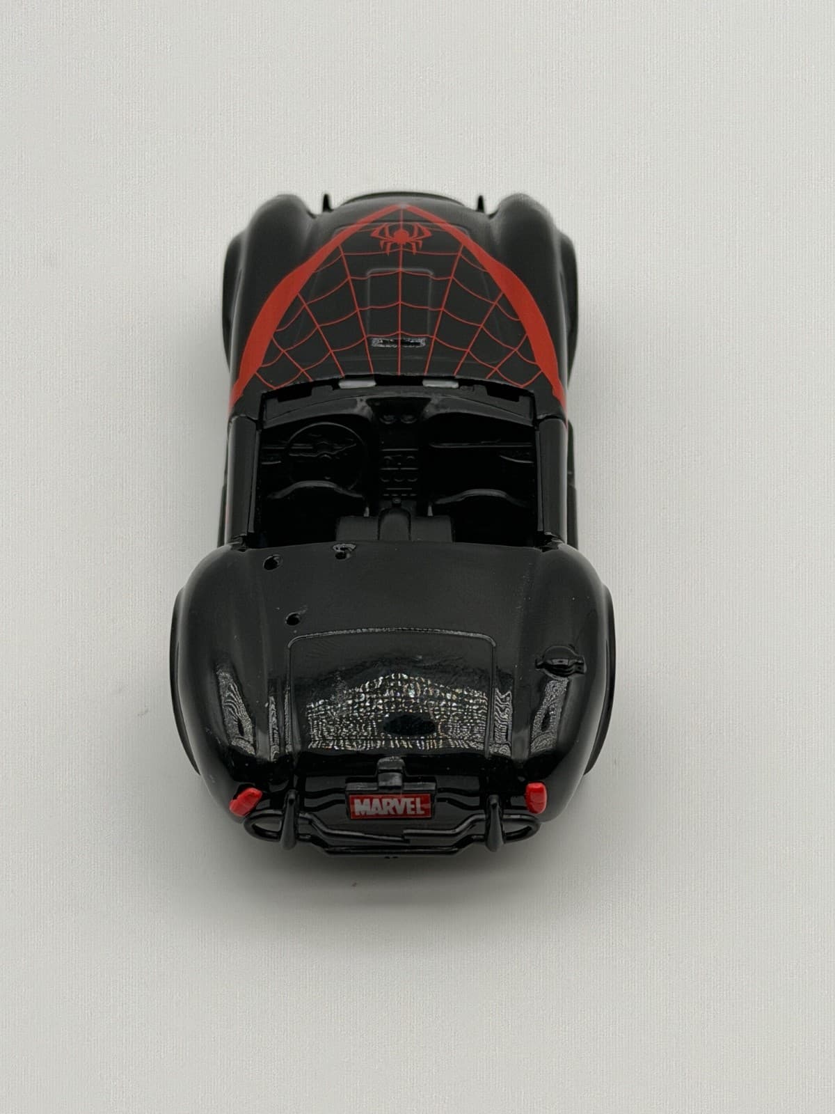 JADA 1:32 Miles Morales Spider Man 1965 Shelby Cobra 427 Black Red Missing W/S - Thumbnail 5