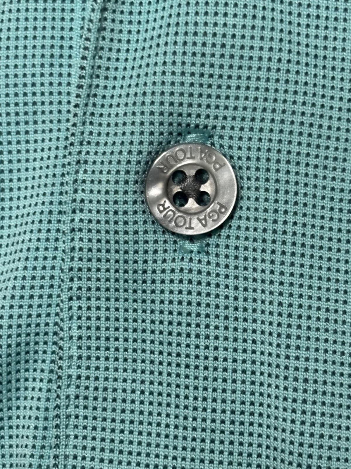 PGA Tour Polo Shirt Mens Large Aqua Performance Golf Short Sleeve Solid - Thumbnail 5