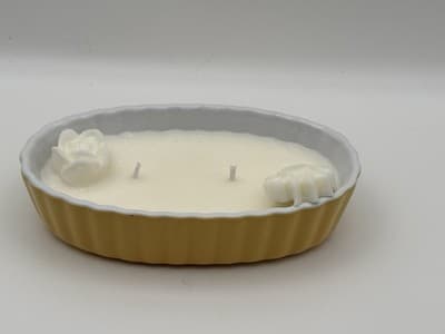 Vintage Yellow Ceramic Floral Soy Candle – Vanilla Scent Hand Poured - Thumbnail 5