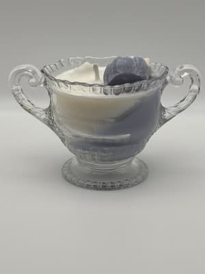 Vintage Glass Sugar Bowl Soy Candle Vanilla Scent Hand Poured One Of A Kind - Thumbnail 6