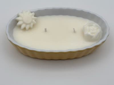 Vintage Yellow Ceramic Floral Soy Candle – Vanilla Scent Hand Poured - Thumbnail 8