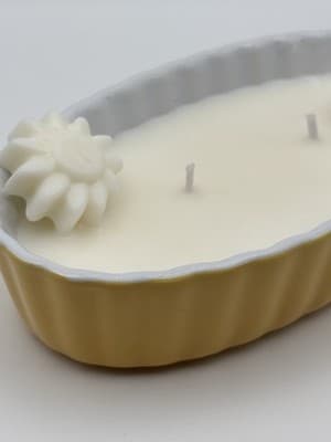 Vintage Yellow Ceramic Floral Soy Candle – Vanilla Scent Hand Poured - Thumbnail 7