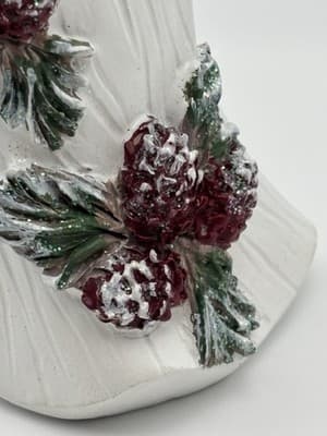 White Praying Angel Figurine w/ Pinecones Rustic Faceless Holiday Decor Video Ga - Thumbnail 2