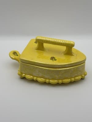 Vintage Yellow Iron Shaped Soy Candle Wood Wicks Handmade One Of A Kind - Thumbnail 8
