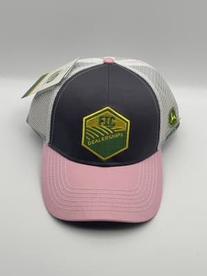 John Deere ETC Dealerships Pink Gray White Mesh Trucker Hat Cap NWT - Thumbnail 2