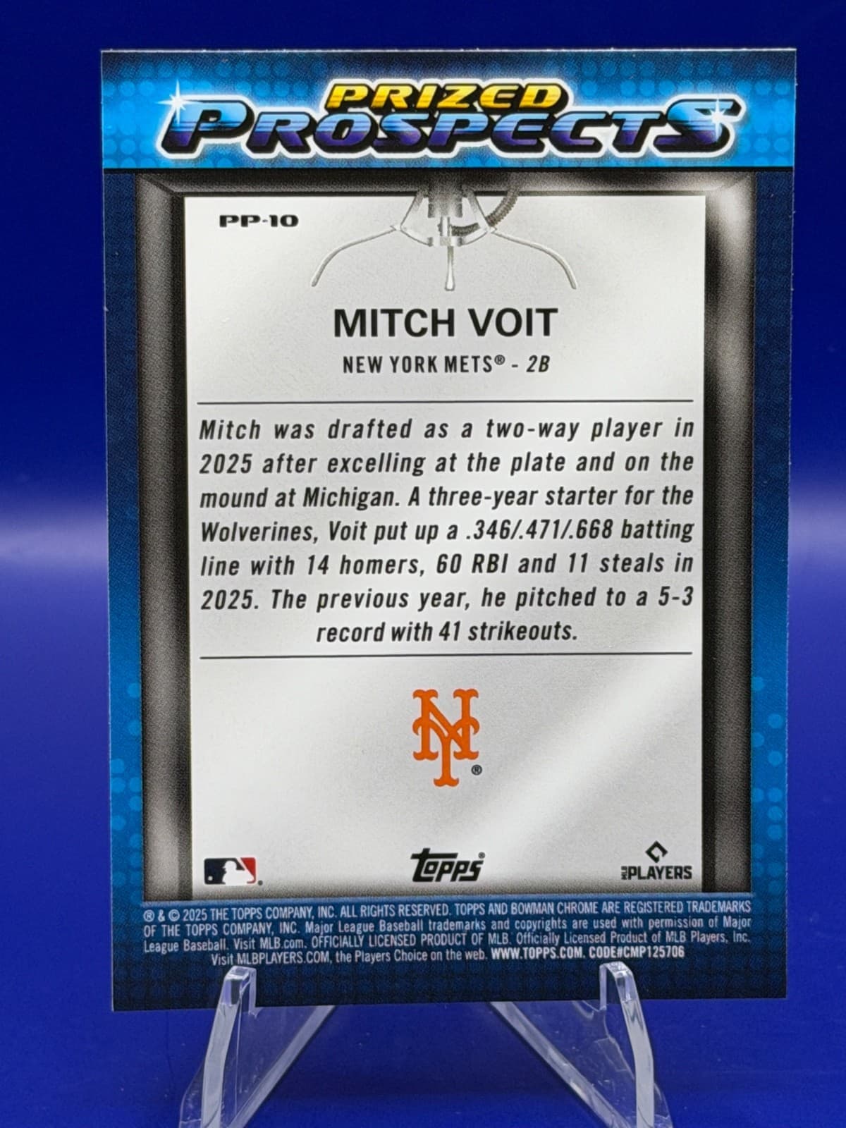 Mitch Voit PP-10 2025 Bowman Draft Prized Prospects - Thumbnail 2
