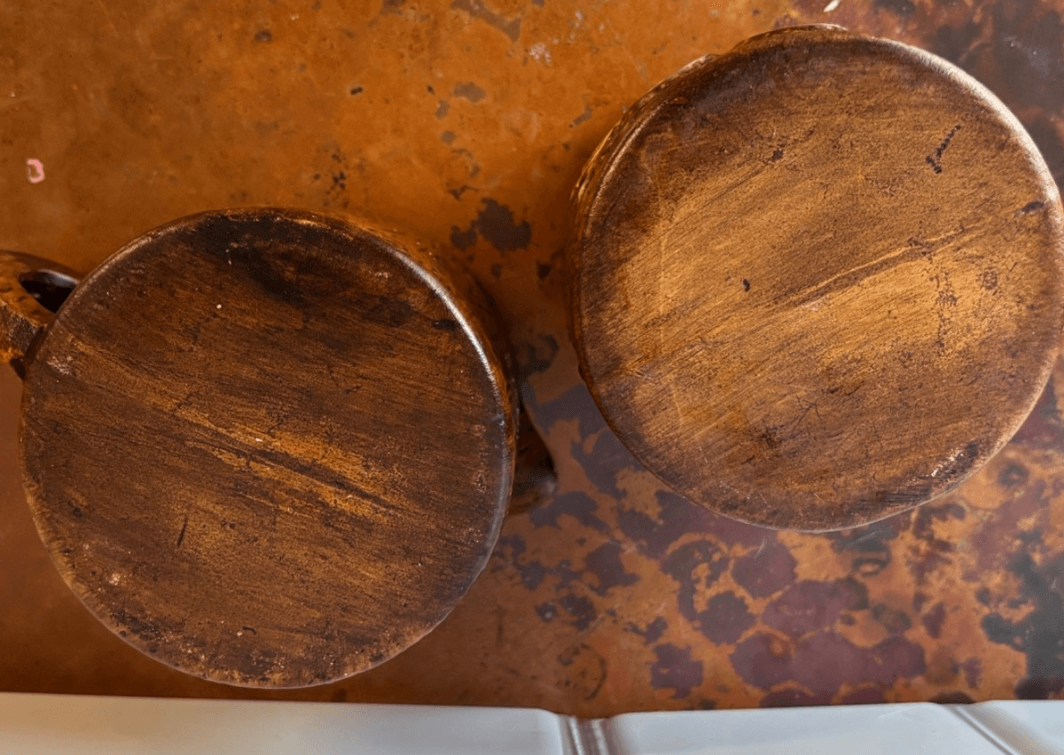 Vintage Treasure Craft Cream Sugar Set Rustic Woodgrain Ceramic Canister NM - Thumbnail 4