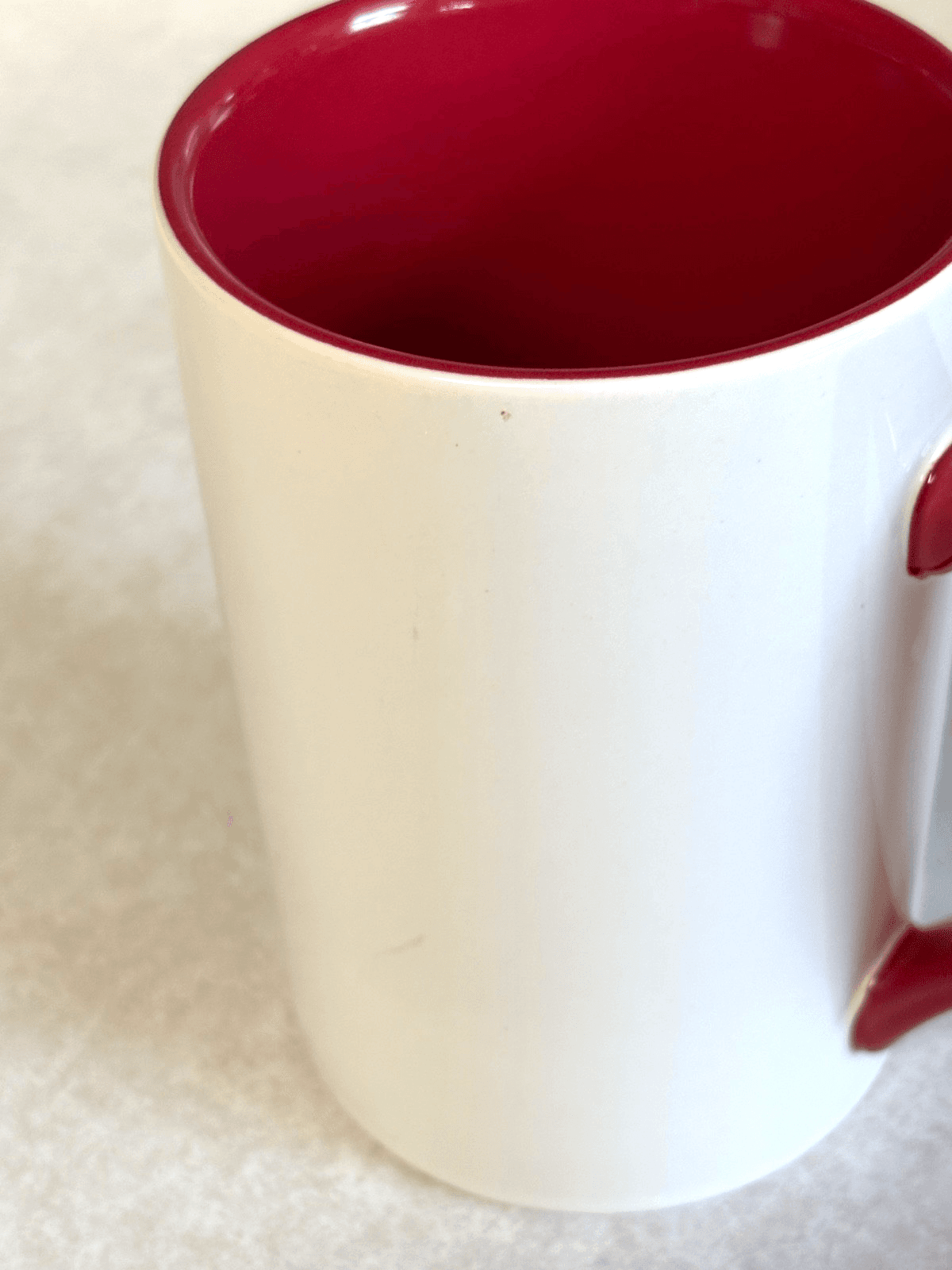 St. Nicholas Square White Ceramic Mug Red Handle (No Lid) - Thumbnail 4