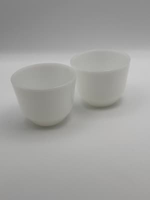 2 Vintage Federal White Milk Glass Custard Cups 6oz USA Heat Proof Set Cup - Thumbnail 2
