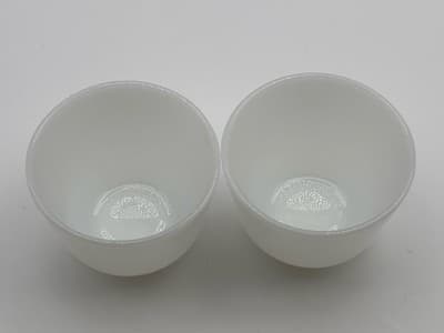 2 Vintage Federal White Milk Glass Custard Cups 6oz USA Heat Proof Set Cup - Thumbnail 3