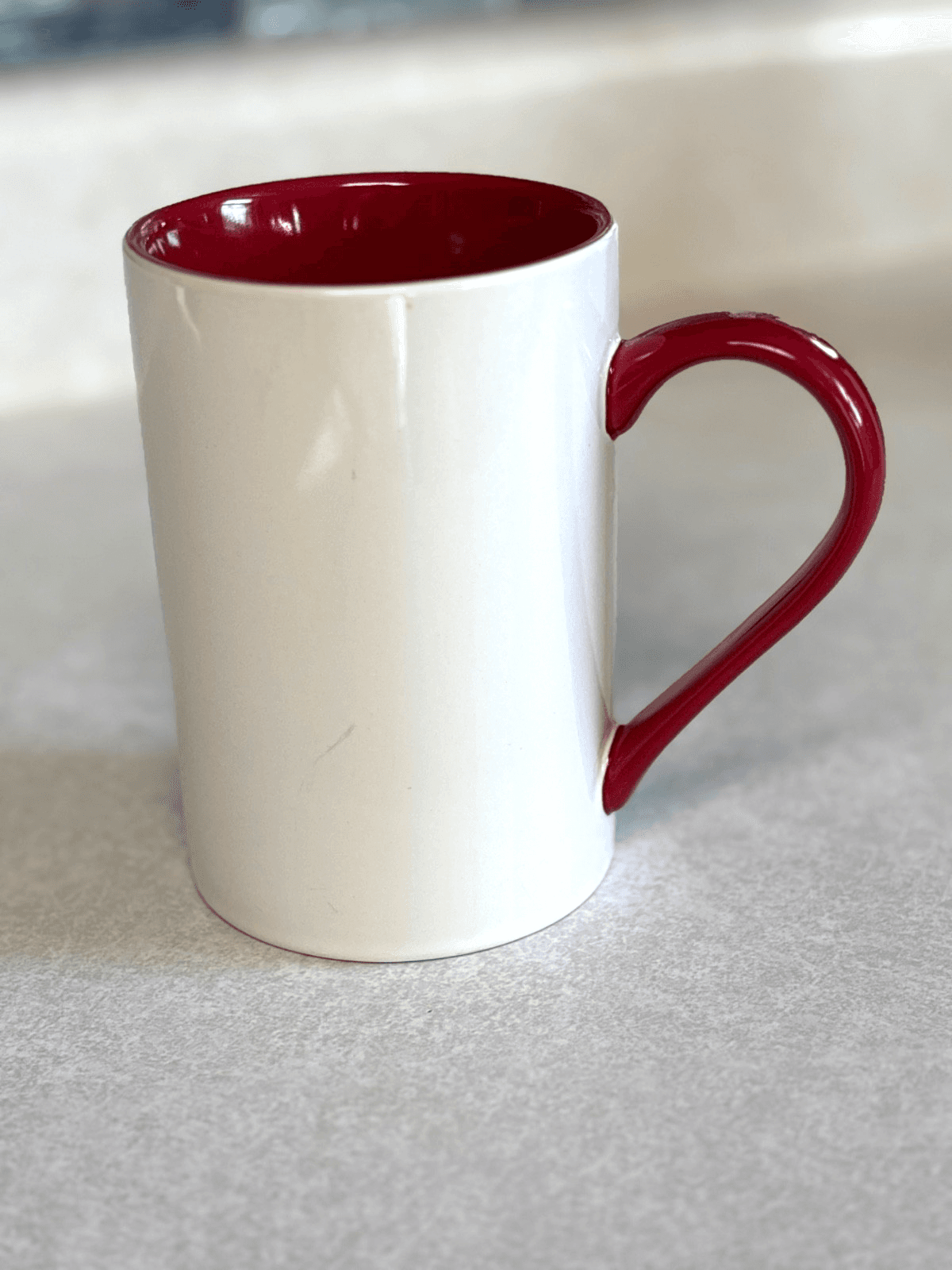 St. Nicholas Square White Ceramic Mug Red Handle (No Lid) - Thumbnail 3