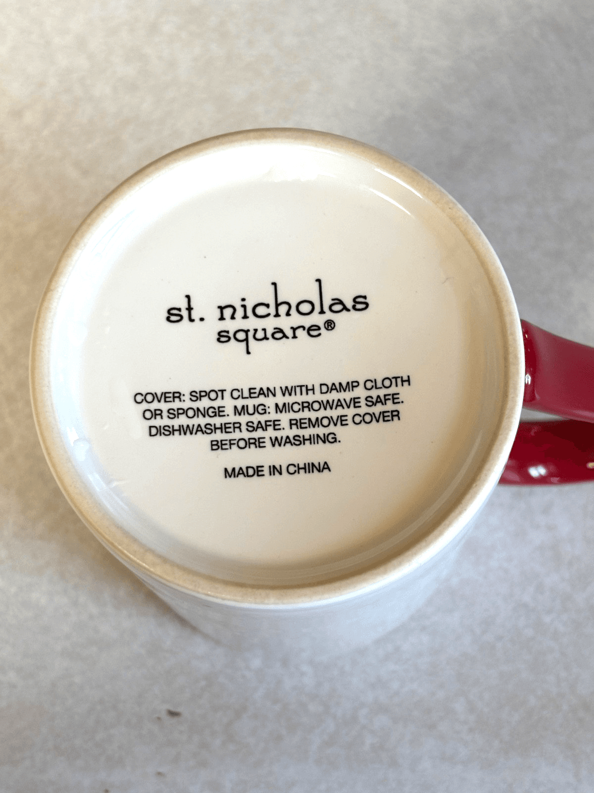 St. Nicholas Square White Ceramic Mug Red Handle (No Lid) - Thumbnail 6