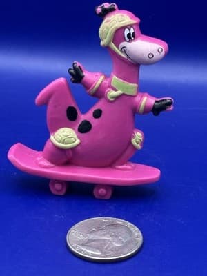 VINTAGE 1991 Kellogg’s Fruity Pebbles Flintstones DINO Skateboard Toy cake topp - Thumbnail 2