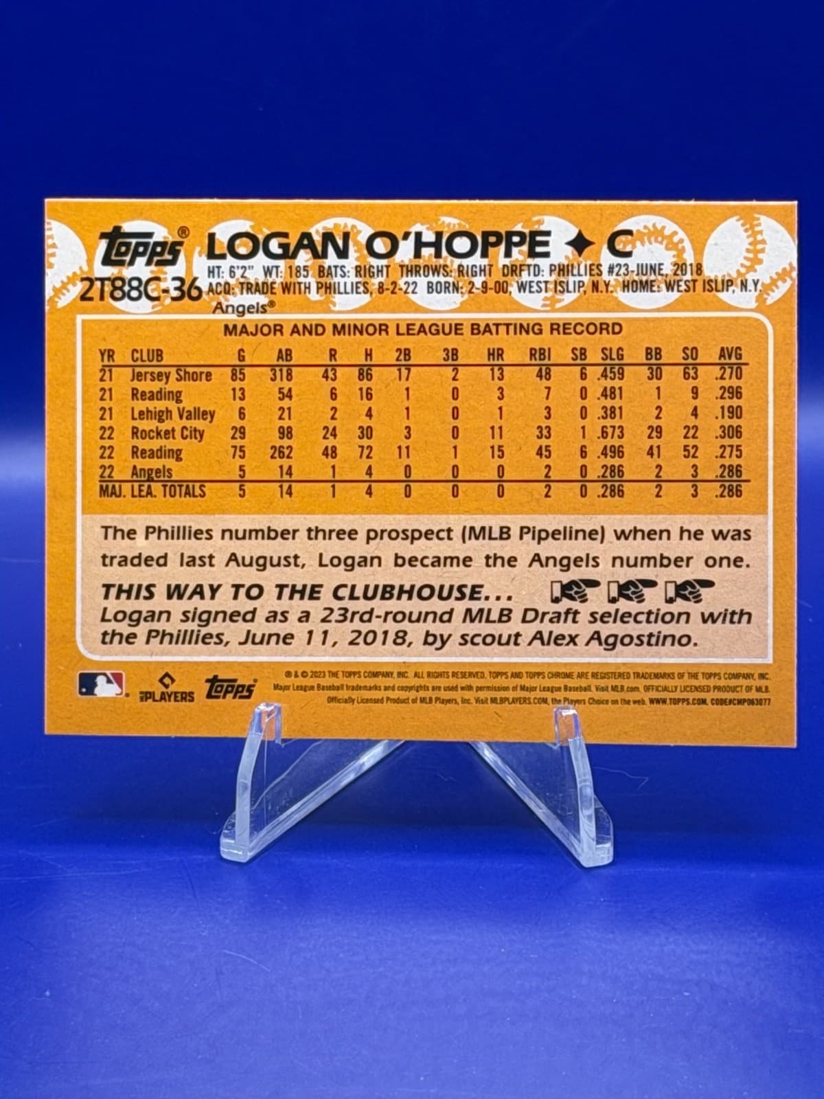 2023 Topps Series 2 - 1988 Topps Chrome Silver Pack Mojo Logan O'Hoppe #2T88C-36 - Thumbnail 2