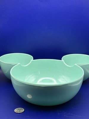 Disney Mickey Mouse Bowl 3 Section Chip & Dip Turquoise 6" Full Length 2" Deep - Thumbnail 4
