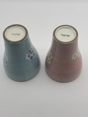Japanese TANZAN Meoto Yunomi Teacup Pair Sakura Husband Wife Pottery Wedding Cer - Thumbnail 5