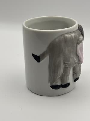 Small Elephant Mug 3D Handle Gray Pink Ceramic Coffee Cup Unmarked - Thumbnail 4