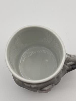 Small Elephant Mug 3D Handle Gray Pink Ceramic Coffee Cup Unmarked - Thumbnail 5