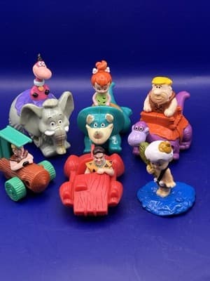 Vintage 1993 McDonalds The Flintstones Happy Meal Toys Lot of 7 Fred Barney Vide - Thumbnail 2