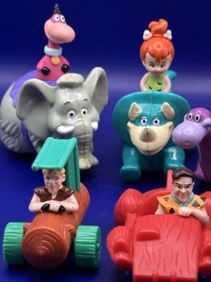 Vintage 1993 McDonalds The Flintstones Happy Meal Toys Lot of 7 Fred Barney Vide - Thumbnail 4