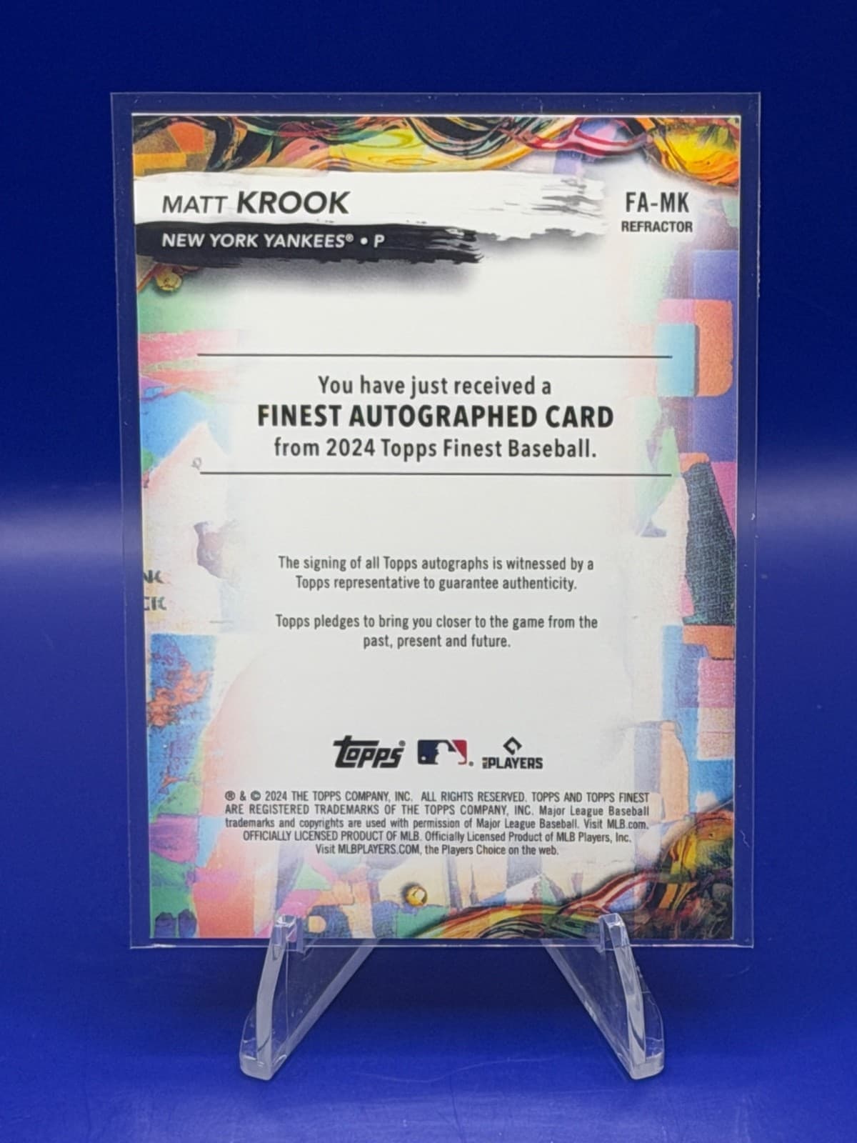 2024 Topps Finest - Finest Autographs Matt Krook #FA-MK Refractor (AU, RC) Video - Thumbnail 2