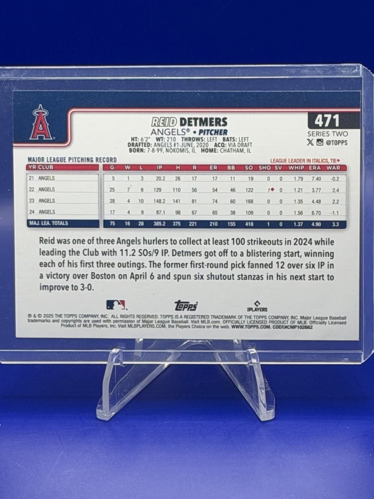 2025 Topps Series 2 - Reid Detmers #471 Diamante Foilboard - Thumbnail 2