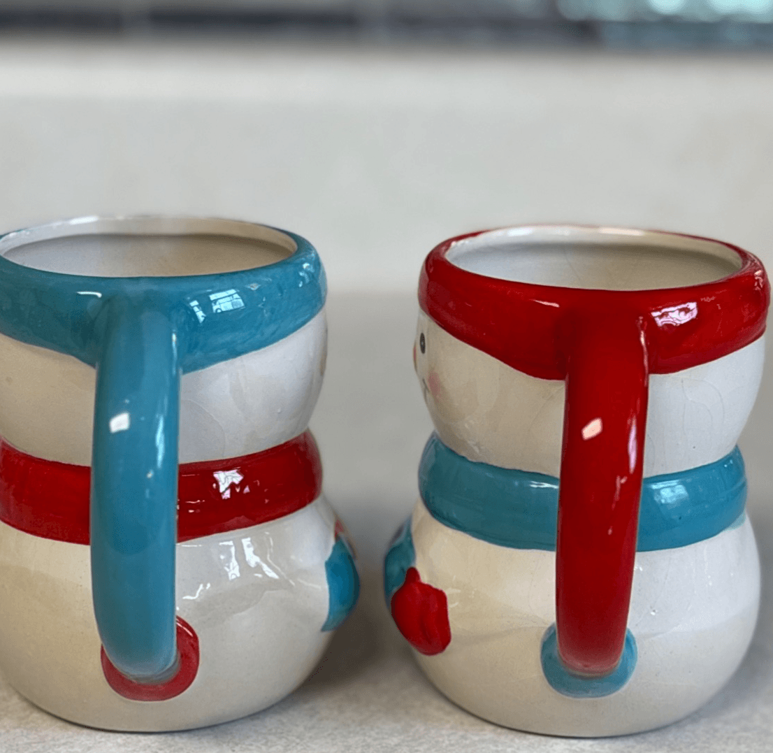 Bay Island Snowman Mugs Set 2 Christmas Holiday Ceramic 4.5" Tall Cups Gift - Thumbnail 6