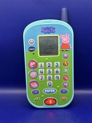 VTech Peppa Pig Let's Chat Learning Phone Blue Light Up Cell Phone Tested Toy - Thumbnail 4