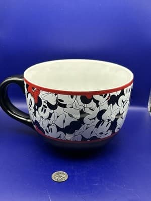 Disney Minnie Mouse Soup Bowl Jumbo Mug 24oz Collectible Cup Black White Red Cer - Thumbnail 3