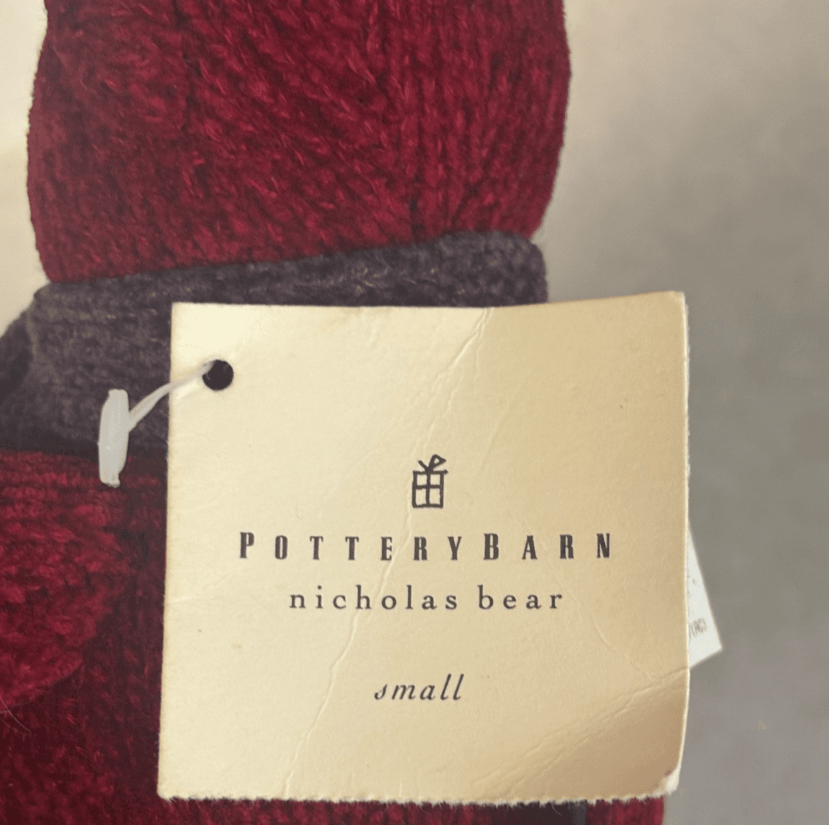 Pottery Barn Nicholas Bear Small Red Knit Plush Stuffed Animal w/ Tag Scarf - Thumbnail 6
