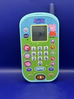 VTech Peppa Pig Let's Chat Learning Phone Blue Light Up Cell Phone Tested Toy - Thumbnail 3