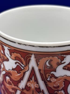 Set of 2 Unicorn Stacking Coffee Mugs, White & Orange, China Tapestry MCM Mid Ce - Thumbnail 7
