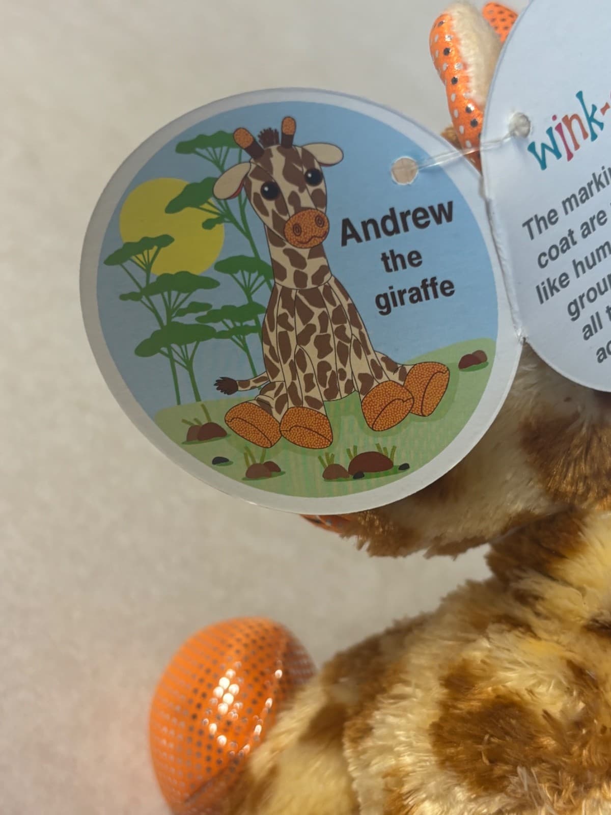 Winkeez Andrew Giraffe Stuffed Animal Toy 8" Plush Orange Sparkle Eyes TAG 2017 - Thumbnail 11