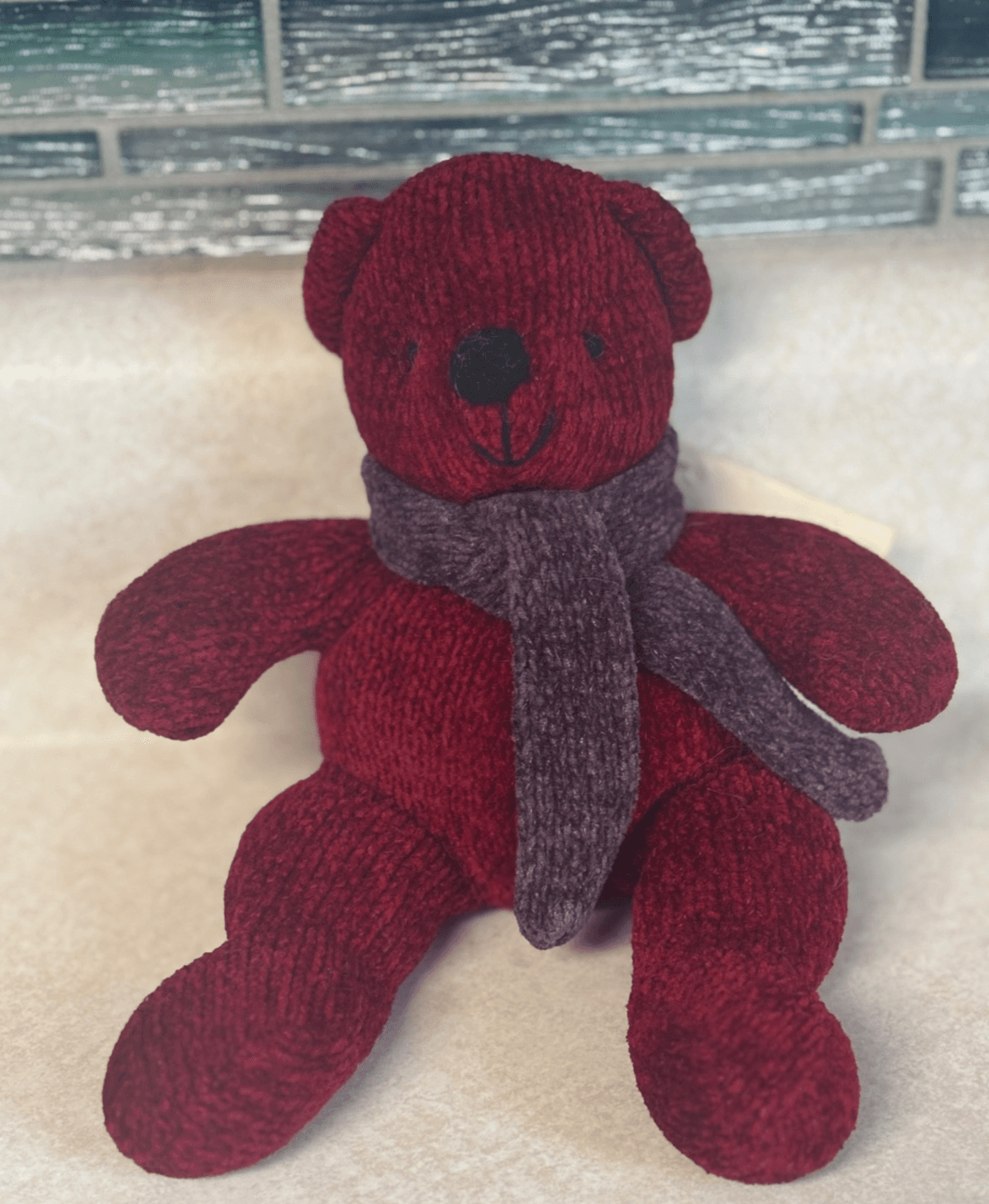 Pottery Barn Nicholas Bear Small Red Knit Plush Stuffed Animal w/ Tag Scarf - Thumbnail 2