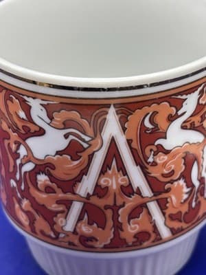 Set of 2 Unicorn Stacking Coffee Mugs, White & Orange, China Tapestry MCM Mid Ce - Thumbnail 5
