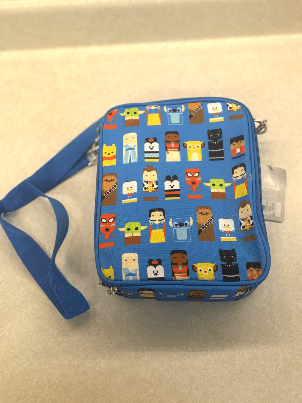 Disney Kids Insulated Lunch Bag Cooler Blue Character Print Adjustable Strap NWT - Thumbnail 2