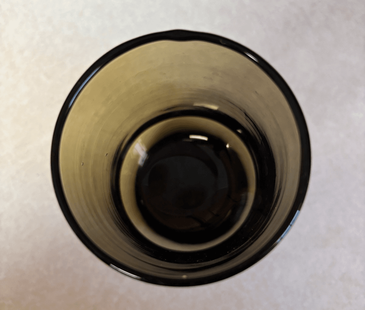 Libbey Smoky Amber Brown Waisted Tumbler Glass Wavy Rim Vintage Art Glass NM Cof - Thumbnail 3