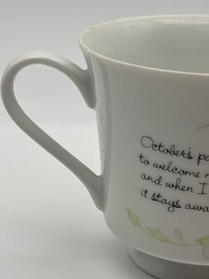 Vintage Precious Moments Coffee Mug Tea Cup 1984 October Poem Girl Enesco Cerami - Thumbnail 6