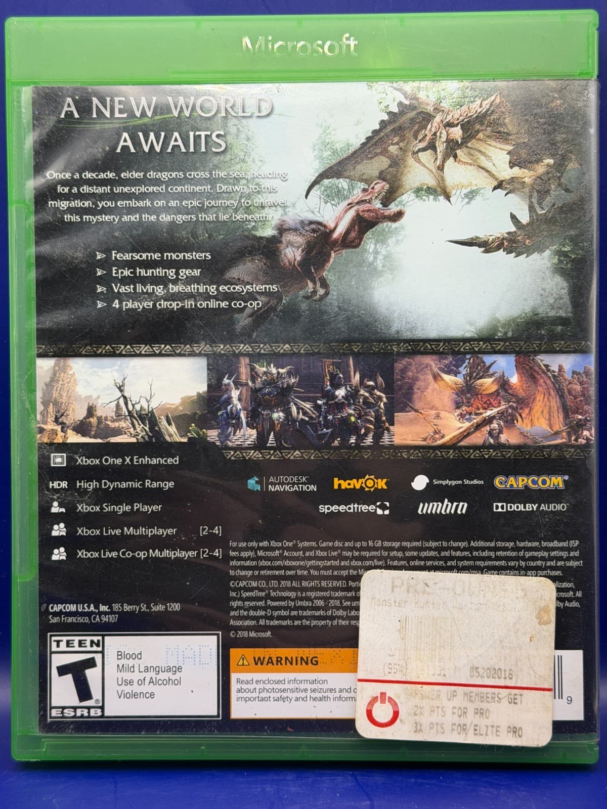 Monster Hunter World Xbox One Tested Complete CIB Capcom - Thumbnail 3