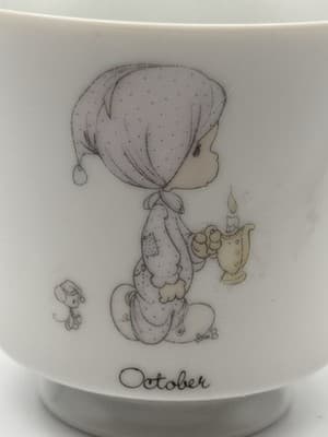 Vintage Precious Moments Coffee Mug Tea Cup 1984 October Poem Girl Enesco Cerami - Thumbnail 4