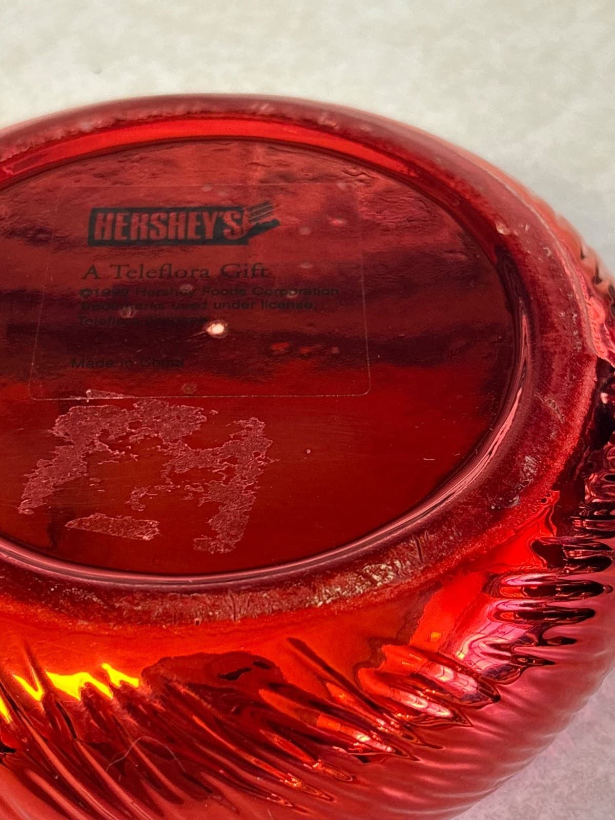 Hershey's Kisses Teleflora Silver Ceramic Covered Candy Dish 1993 Vintage - Thumbnail 4