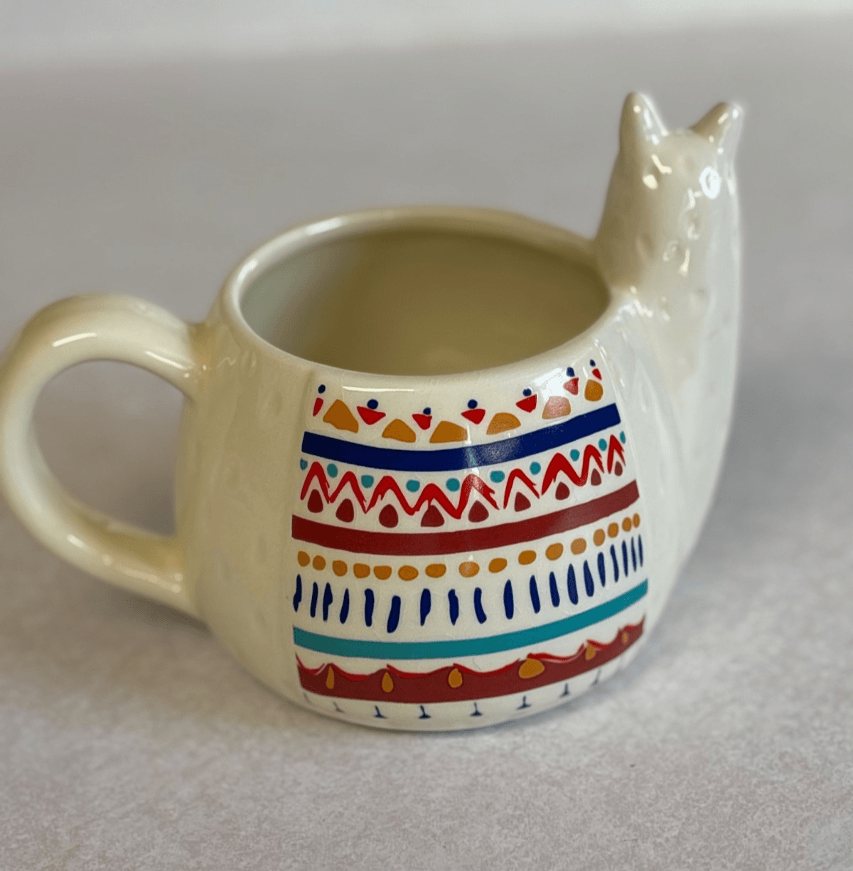 Dave & Buster's 16oz Hand-Painted Ceramic Mug – Alpaca Llama Folk Art by Lucky G - Thumbnail 2