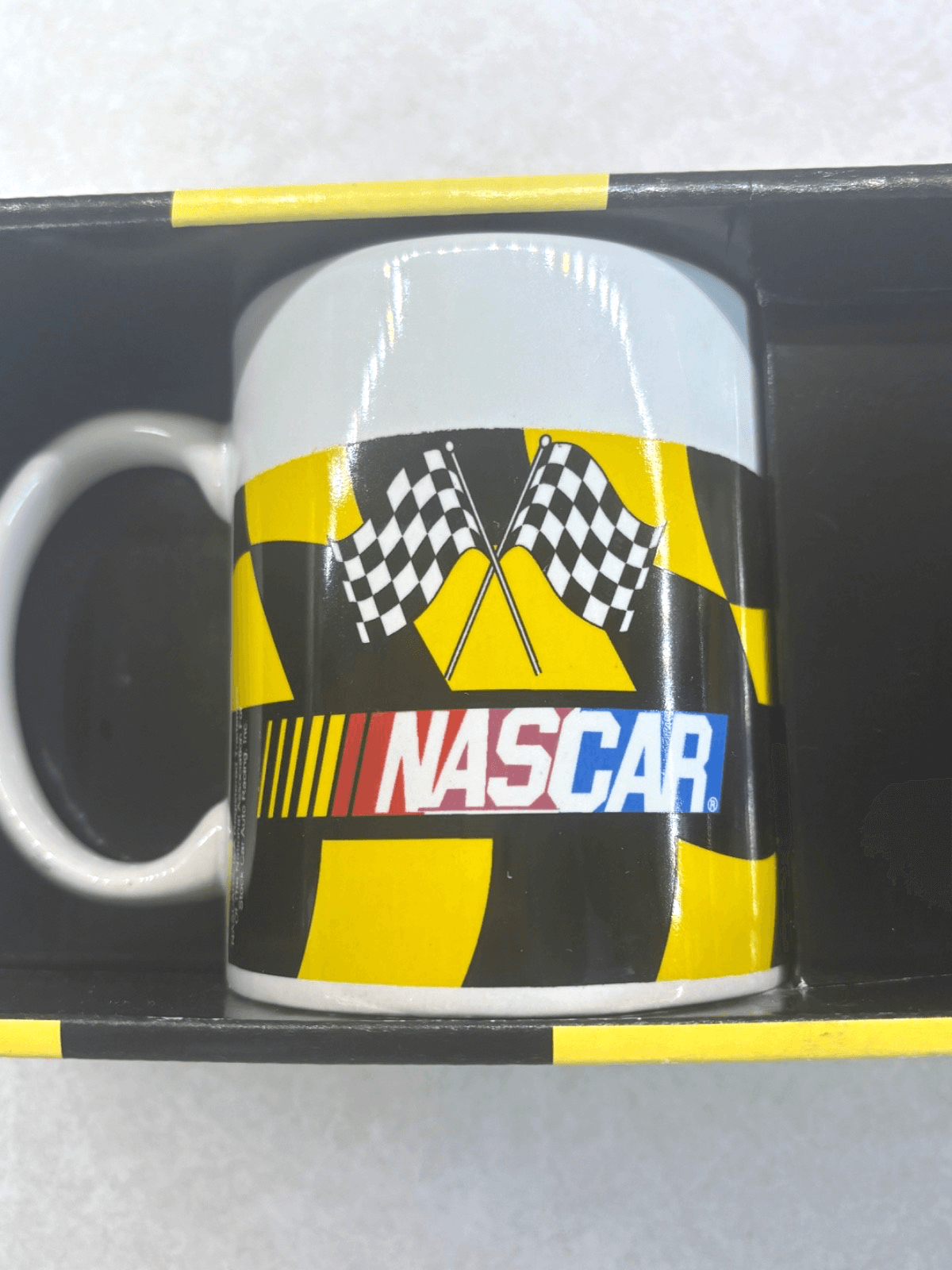NASCAR Racing Checker Flag Black Yellow 2004 Coffee Mug Collectible NM Ceramic - Thumbnail 3