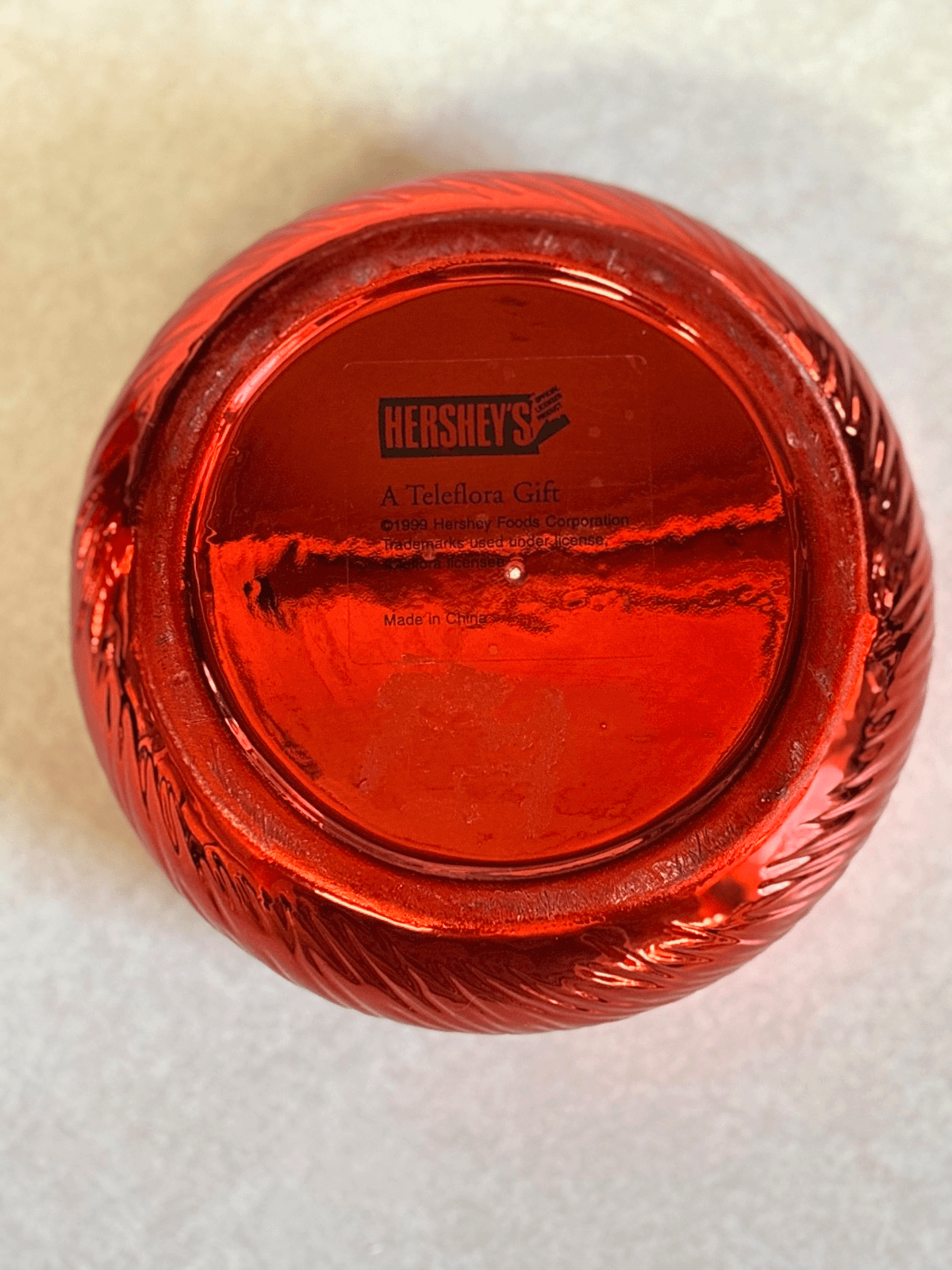 Hershey's Kisses Teleflora Silver Ceramic Covered Candy Dish 1993 Vintage - Thumbnail 3