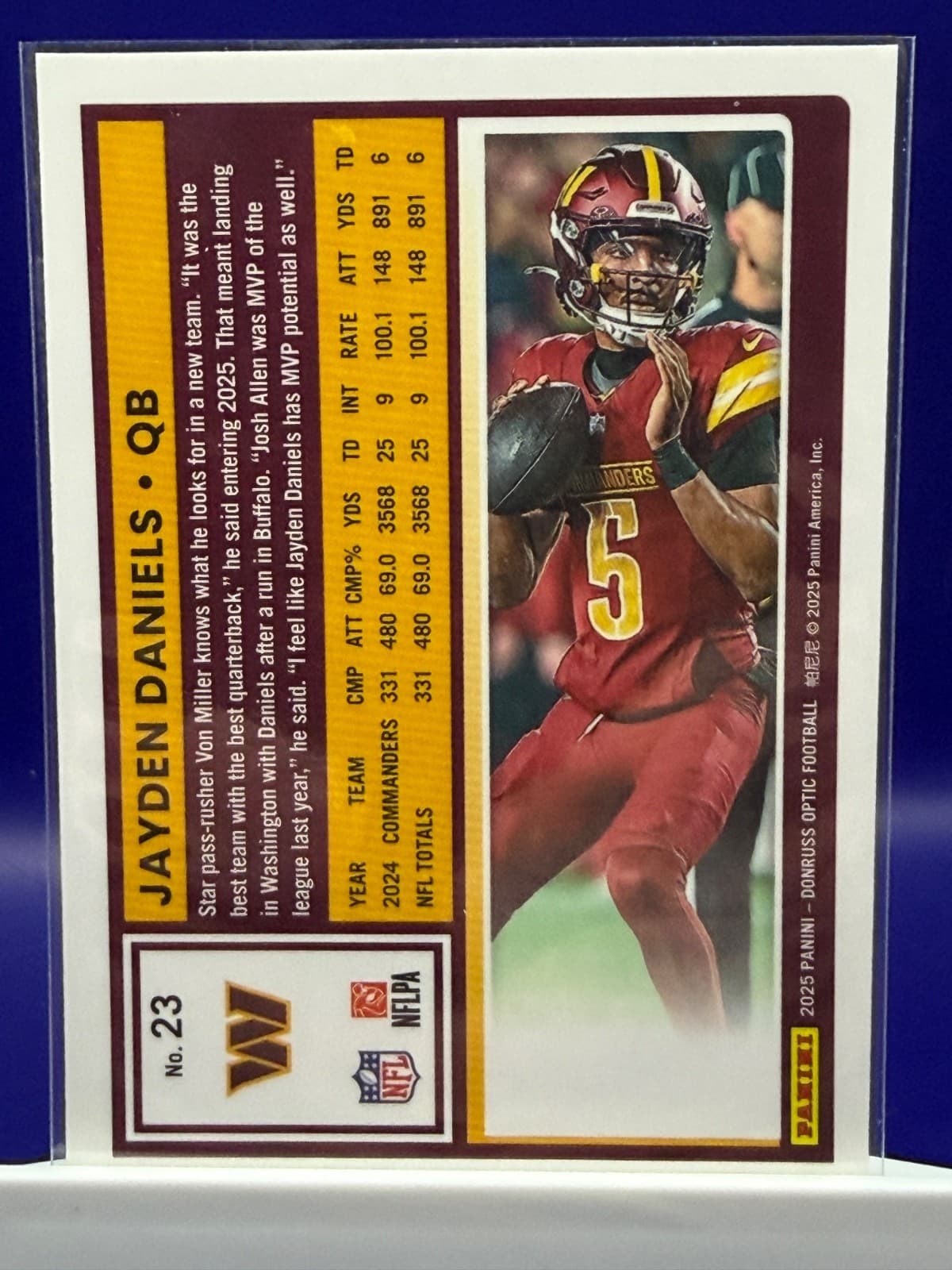 2025 Donruss Optic Jayden Daniels #23 Base Washington Commanders - Thumbnail 2