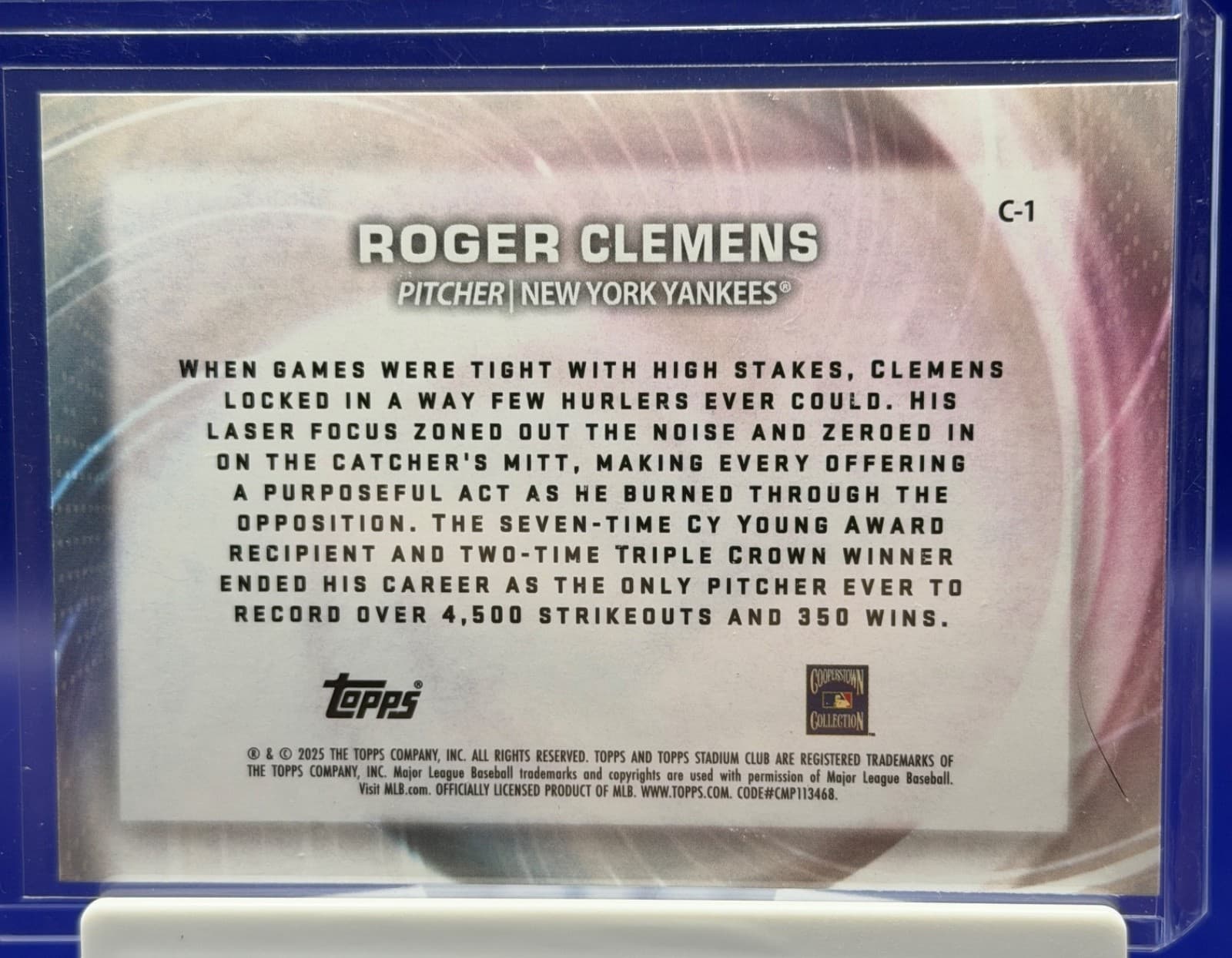 2025 Topps Stadium Club Roger Clemens Concentration C-1 Yankees - Thumbnail 2