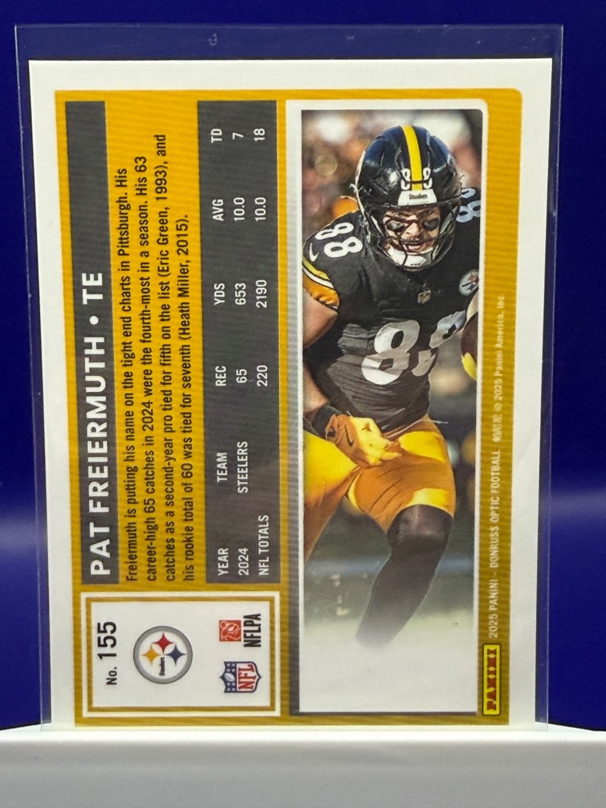 2025 Donruss Optic Pat Freiermuth #155 Pittsburgh Steelers Base - Thumbnail 2